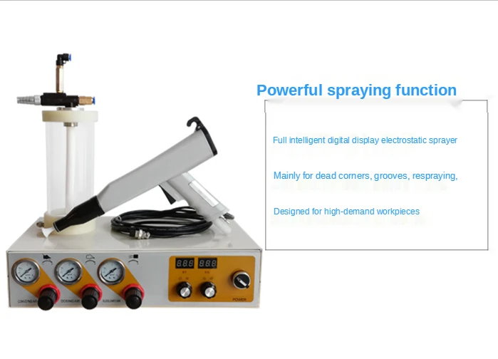 Máquina de recubrimiento electrostático portátil, máquina de pulverización con sistema de experimento de pintura en polvo, taza con polvo