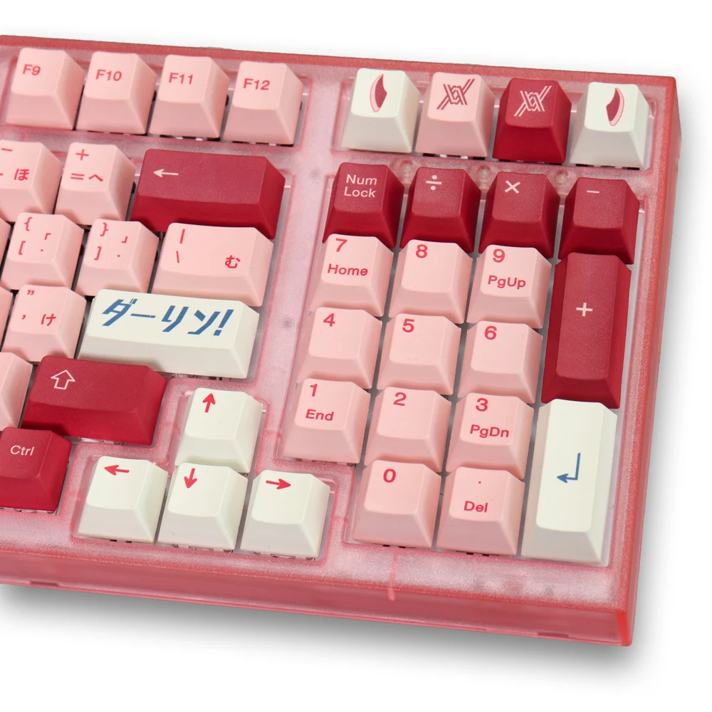 Imagem -02 - Grande Pbt Keycaps Grupo Teclados Mecânicos Rosa Personalizado Cereja Perfil Dye Sub Keycaps Personalidade Japonesa para mx Switch