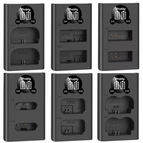 LP-E6 LP-E8 LP-E12 LPE6 NP-FW50 NP-F550 NP-W235 NP-BX1 EN-EL14 EL14 EN-EL15 EN-EL23 Cargador dual de batería para cámara LED