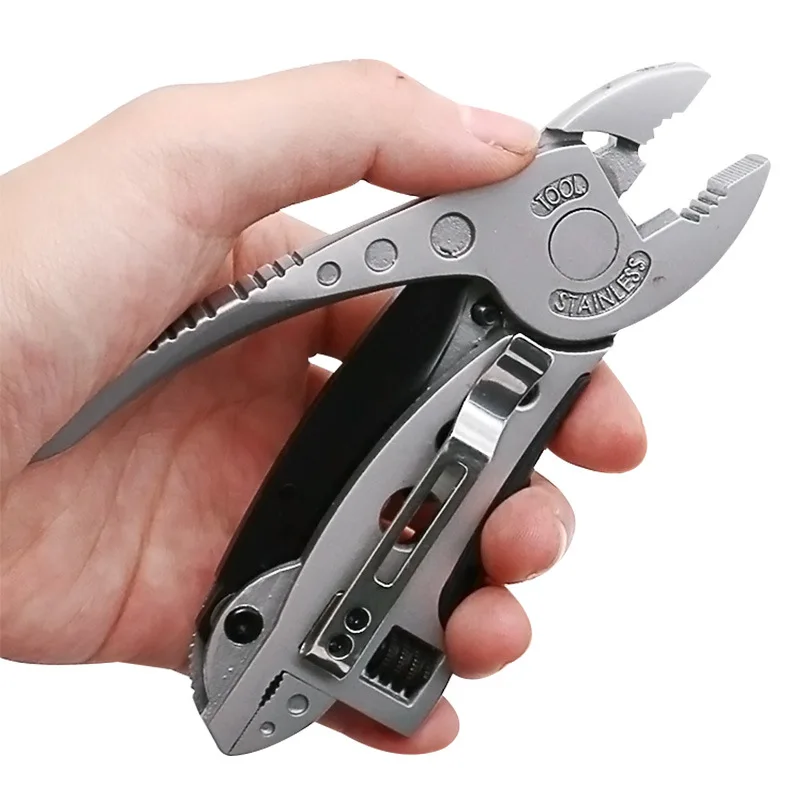 Mini alicates multiherramienta, juego de cuchillo de bolsillo, destornillador, llave ajustable, llave de mandíbula, reparación de mano, herramientas múltiples para exteriores