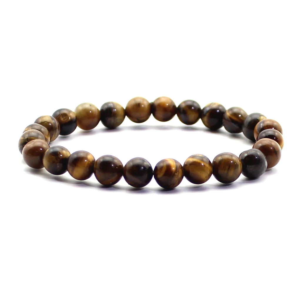 Nature Beaded Bracelet Men 8mm Natural Stone Lava Rock Tiger Eye Black Onyx Matte Healing Beads Stretch Charm Yoga Women Jewelry view 6