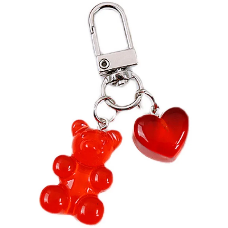 Resin Gummy Bear Keychain Candy Heart For Woman Color Animal Key Chain Earphone Cover Jewelry Party Friends