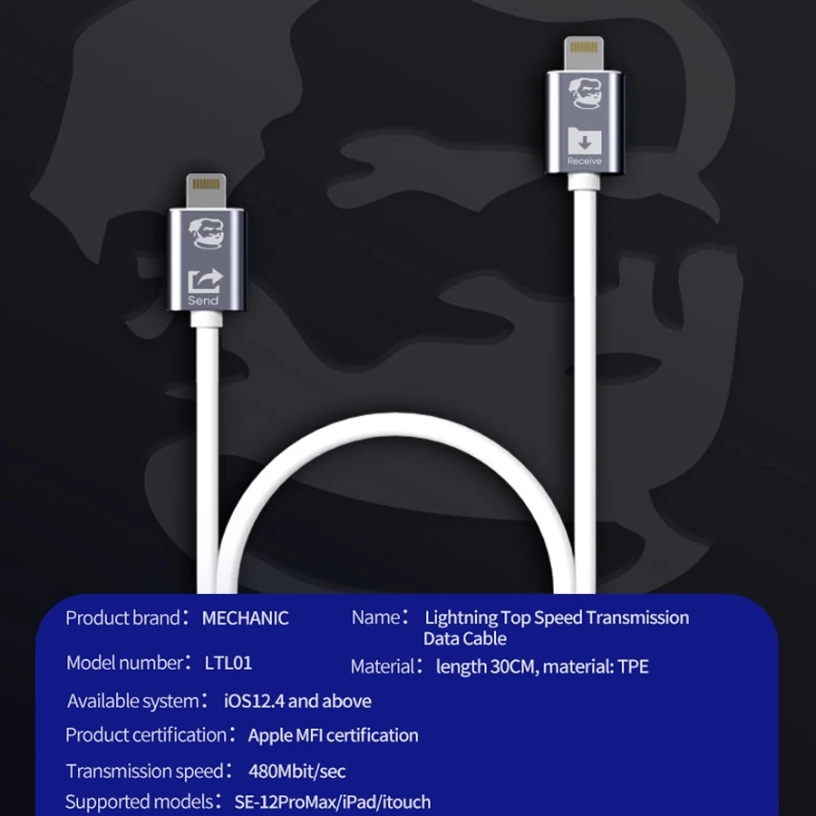 Mekanik Ponsel Video Gambar Transmisi Data Kecepatan Tinggi Transmisi Data Data Lightning untuk Iphone Ipad Ipod
