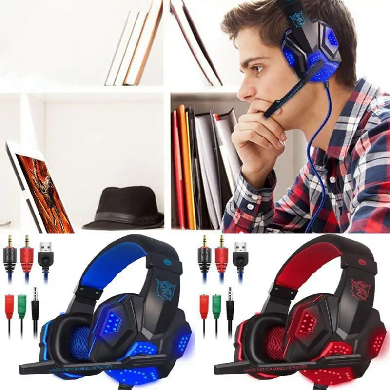 2.2M Wired Gaming Headset PC Music Stereo Earphones Headphones with Mic LED Light for PS4 computer Gamer headphone 3.5mm