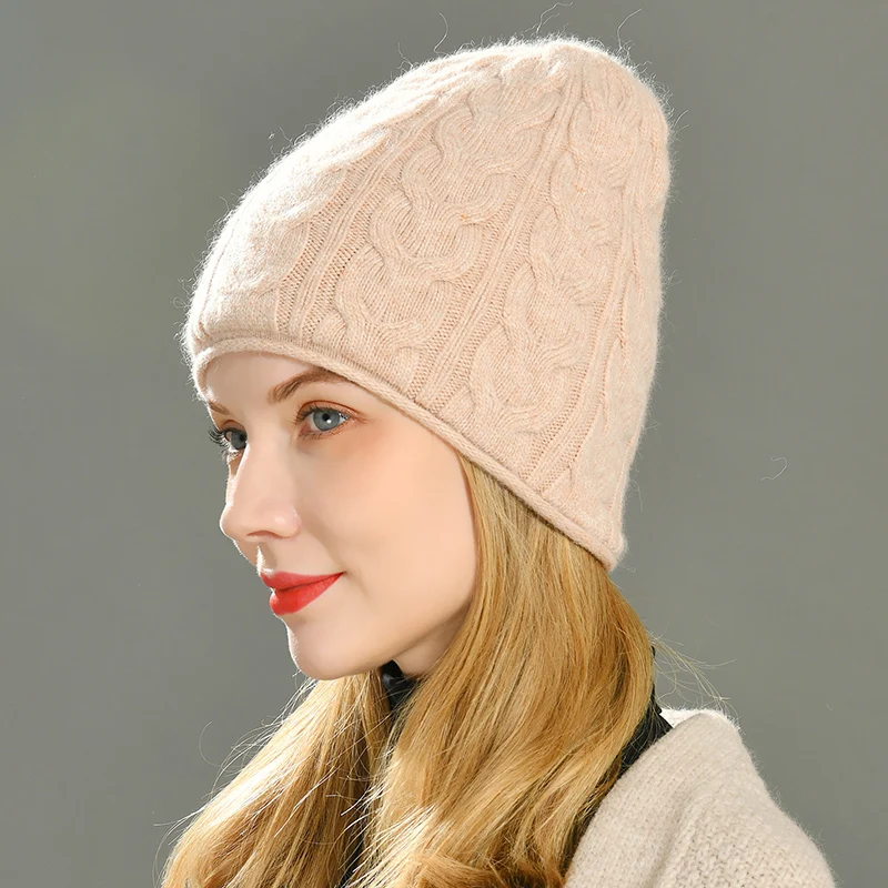 Jxwatcher New Autumn Winter Hat Twist Double Layer Women Soft Cashmere Beanies Fashion Warm Wool Knitted Bonnet Wholesale Female