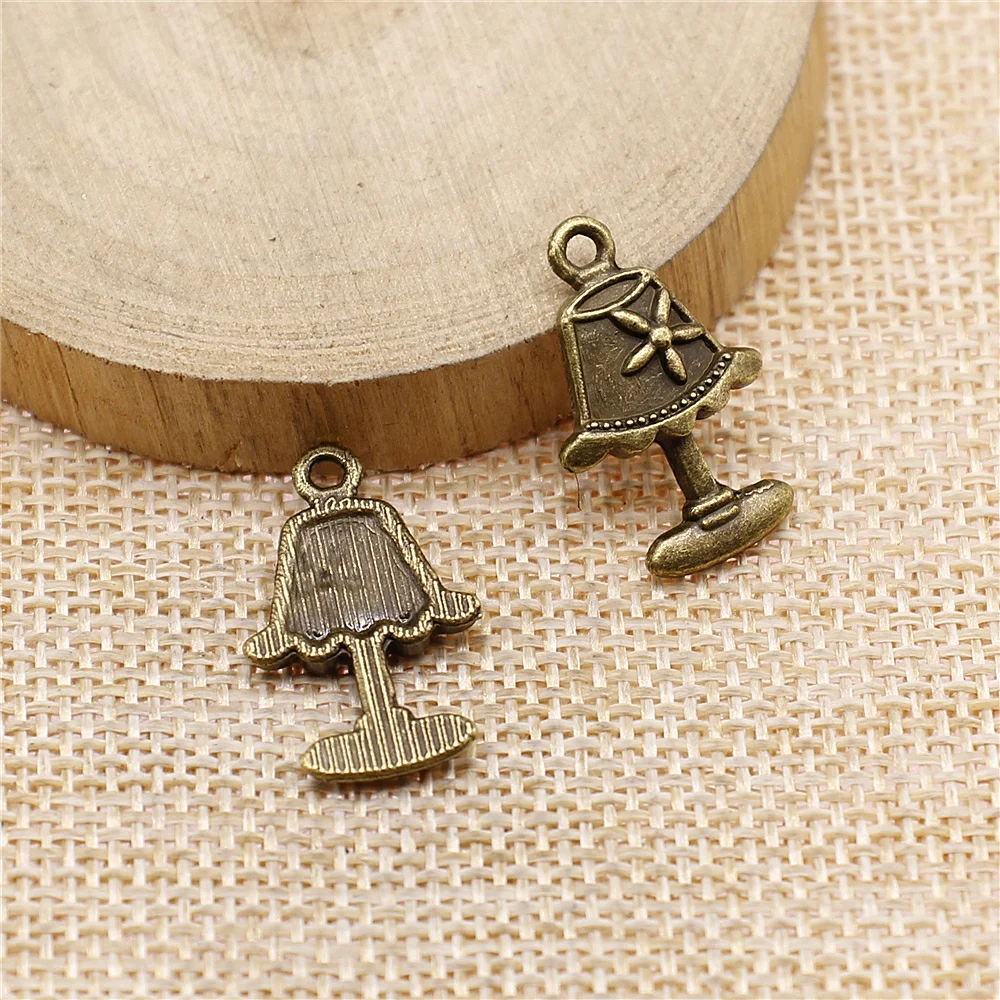 free shipping 54pcs 23x15mm antique bronze table lamp charms diy retro jewelry fit Earring keychain hair card pendant