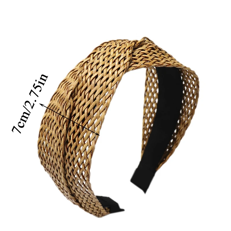 Beach Style Straw Headband Bohe Hair Band Weaving Cross Hair Hoop Summer Women Hairband Wide-Brimmed Headwear Hair Accessories