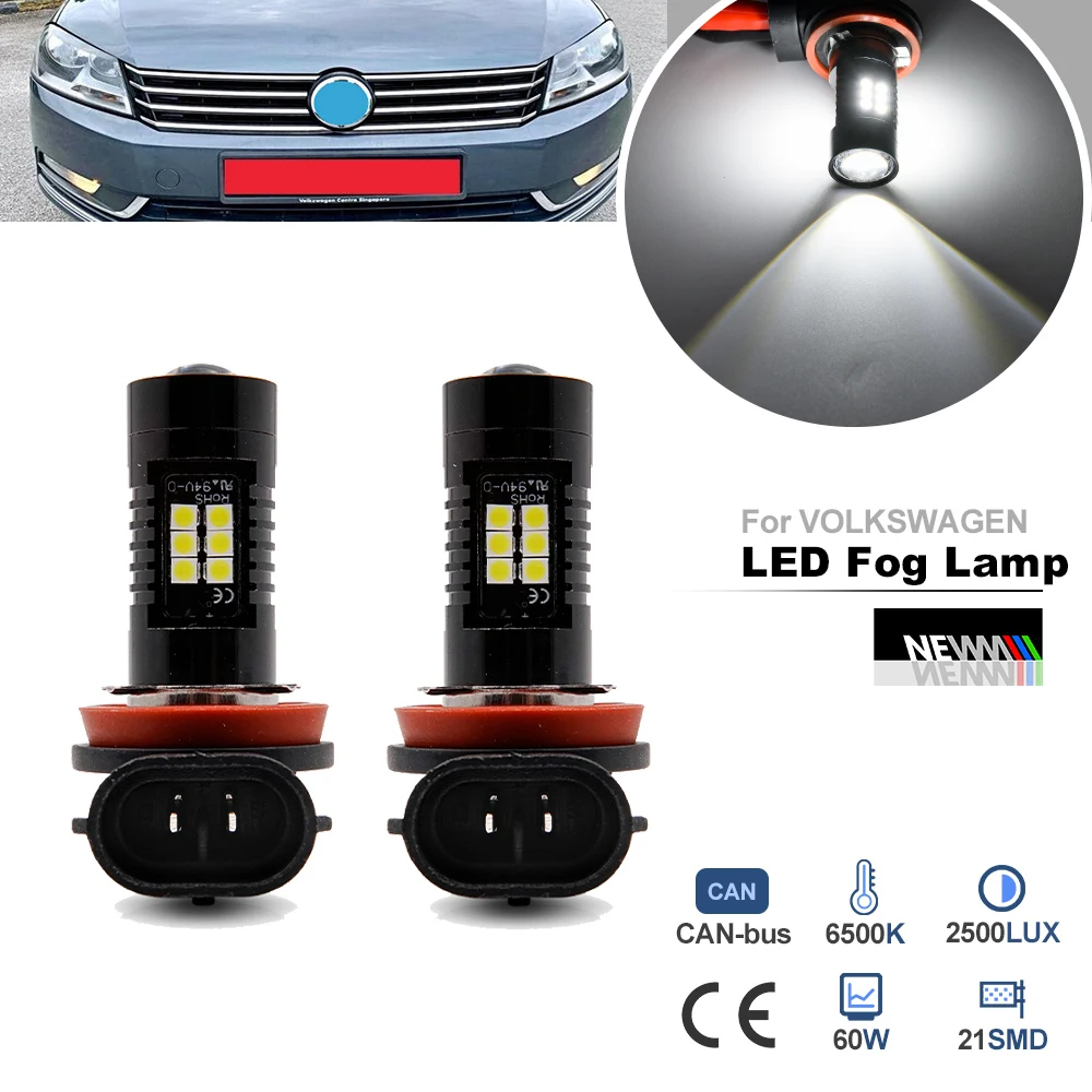 LED H11 H8 Fog Lamp Bulb for VW Polo 5 Gti PASSAT B7 for Škoda Fabia 2 Superb II B6 3T Octavia II 2 Canbus Error Free Headlight