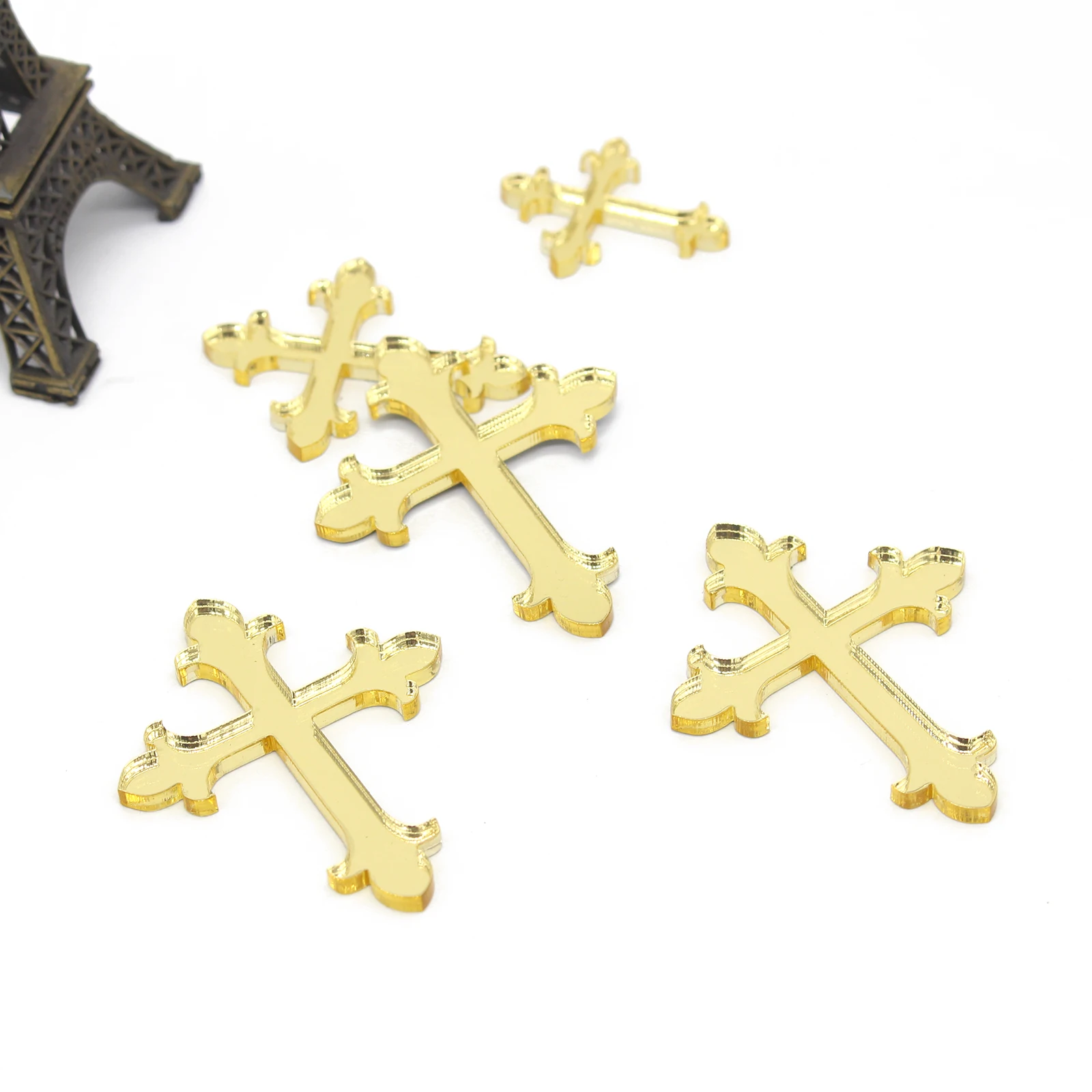 48 Pcs Laser Cut Golden Mirror Crosses Customize Many Style Cross Decor Prayer Christening & Baptism Cross Birth Party Supplies