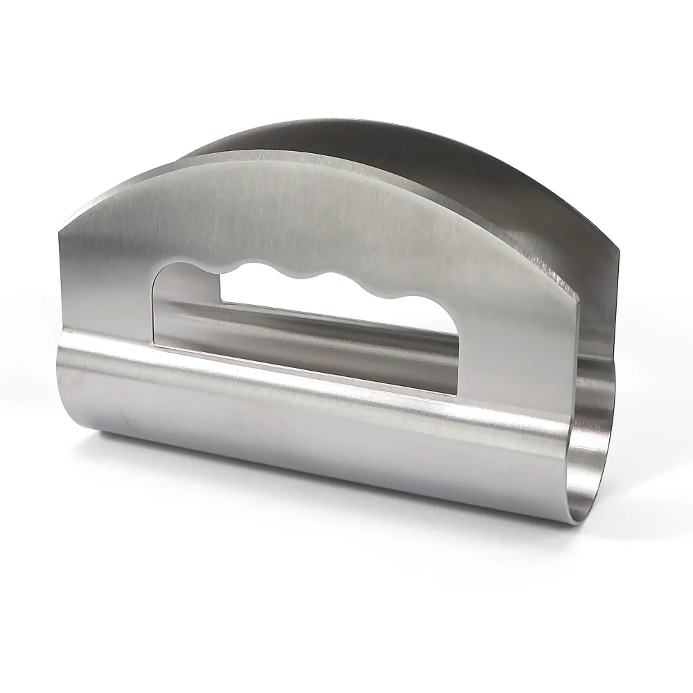 6 Inch Stainless Steel Mezzaluna Knife Double Blade Herb Chopper Pizza Cutter Fruit Vegetable Salad Slicer Dicer Herb Mincer