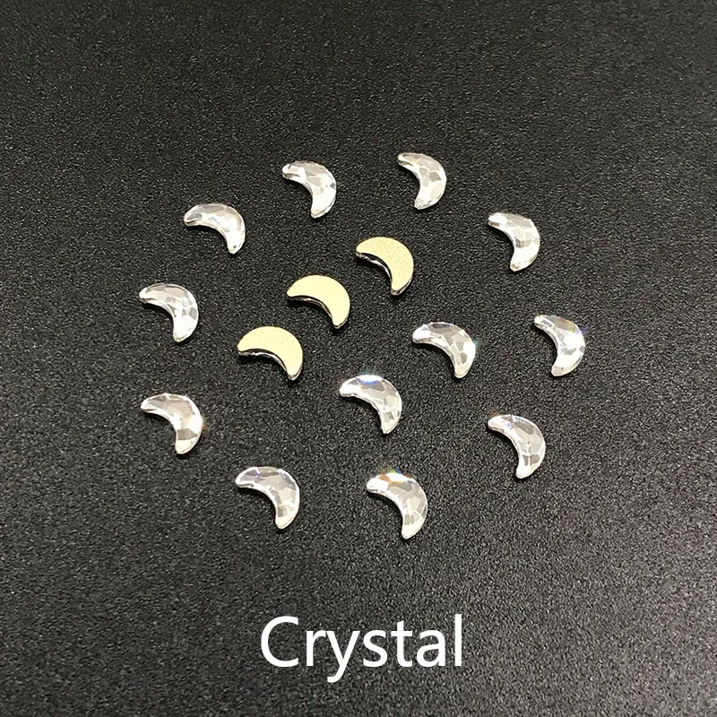 30/100Pcs 4x6mm Moon Nail Art Rhinestone Flatback Glass Crystal Stone Shiny Diamond For Manicure DIY Decoration Accessories