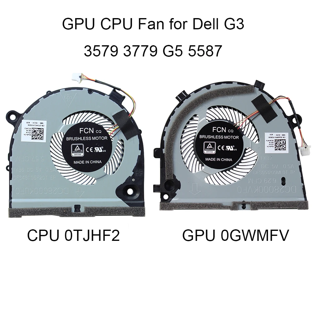 0TJHF2 0GWMFV Wentylatory do notebooków Dell G3 3579 3779 G5-5587 15 5587 Wentylator chłodzący procesor GPU CN-0TJHF2 TJHF2 GWMFV FKB6 FKB7