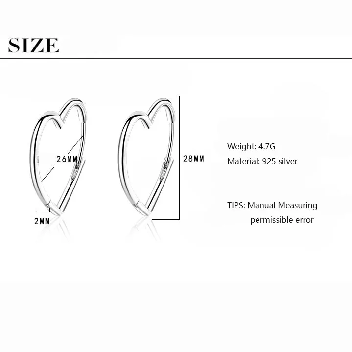 ANENJERY Silver Color Delicate Large Hollow Peach Heart Earring For Holiday Gift Fashion Jewelry Wholesale S-E926