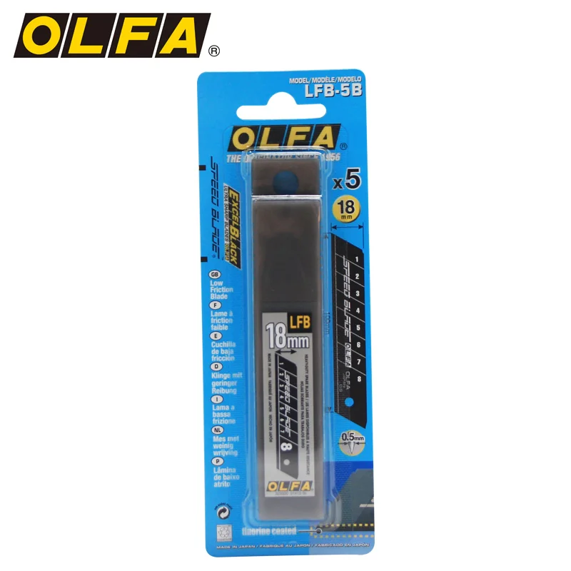 OLFA heavy-duty cutting knife 18mm fluorine-coated cutting black blade 5 pieces blister pack OLFA LFB-5B