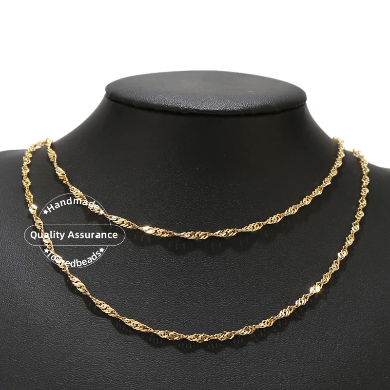 2M Stainless Steel 2mm 2.5mm Water Ripple Chains for DIY Necklace Bracelets Supplies Jewelry Making Findings