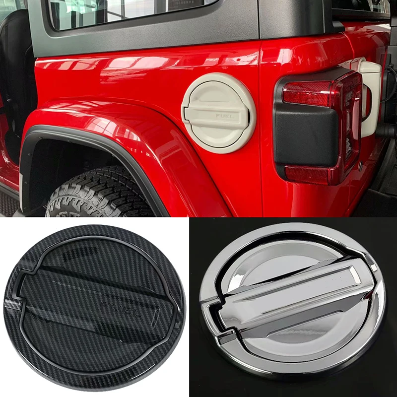 

For Jeep Wrangler JL 2018 2019 ABS Chrome or Carbon Fiber Look Car Styling Tank Fuel Gas Diesel Oil Cap Cover Trim Accessories