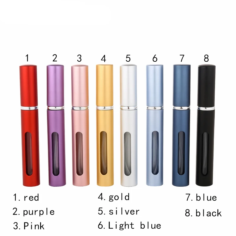 Nbyaic 5ML portable 100pcs aluminum perfume bottles, glass bottles, visual windows, travel spray, cosmetic empty bottles.