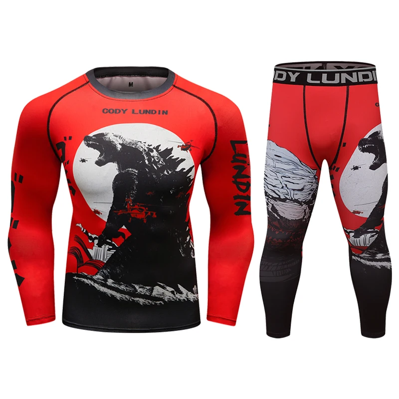 Cody Lundin Sublimation Printed Sport Suit Men Tracksuit Gym Rashguard Jogging Leggings Boxing Jiu Jitsu MMA Clothes Set Cool