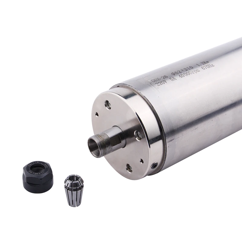 CNC Spindle Motor 1.2 KW ER11 62MM Water-Cooled Spindle Milling 5A 670Hz 40000rpm, Used For CNC Router Woodworking Engraving