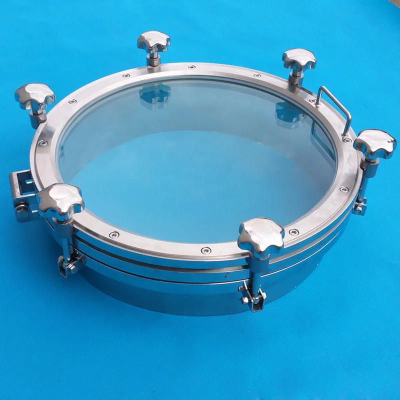 Large Glass Manhole Hand Flange Full Glass Visible Manhole Stainless Steel Window Manhole Cover 100-600