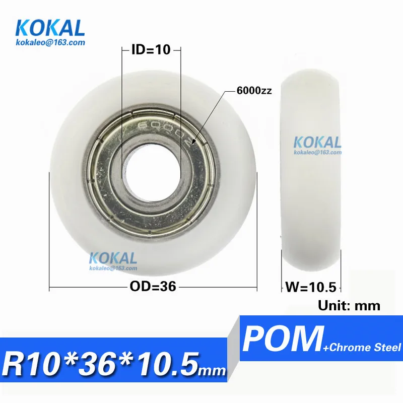 

[R1036-10.5]Free Shipping 10PCS 6000zz chrome steel coated window pulley wheel 10mm*36mm*10.5mm round bearing wheel