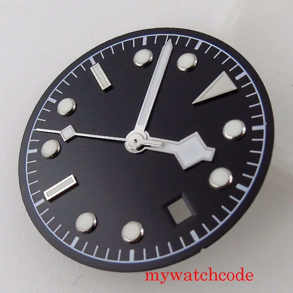 Esfera de reloj negra, azul y verde de 30,5mm para NH35A MIYOTA 8215 821A 8205 Mingzhu 2813, movimiento con ventana de fecha, repuesto de reloj de pulsera
