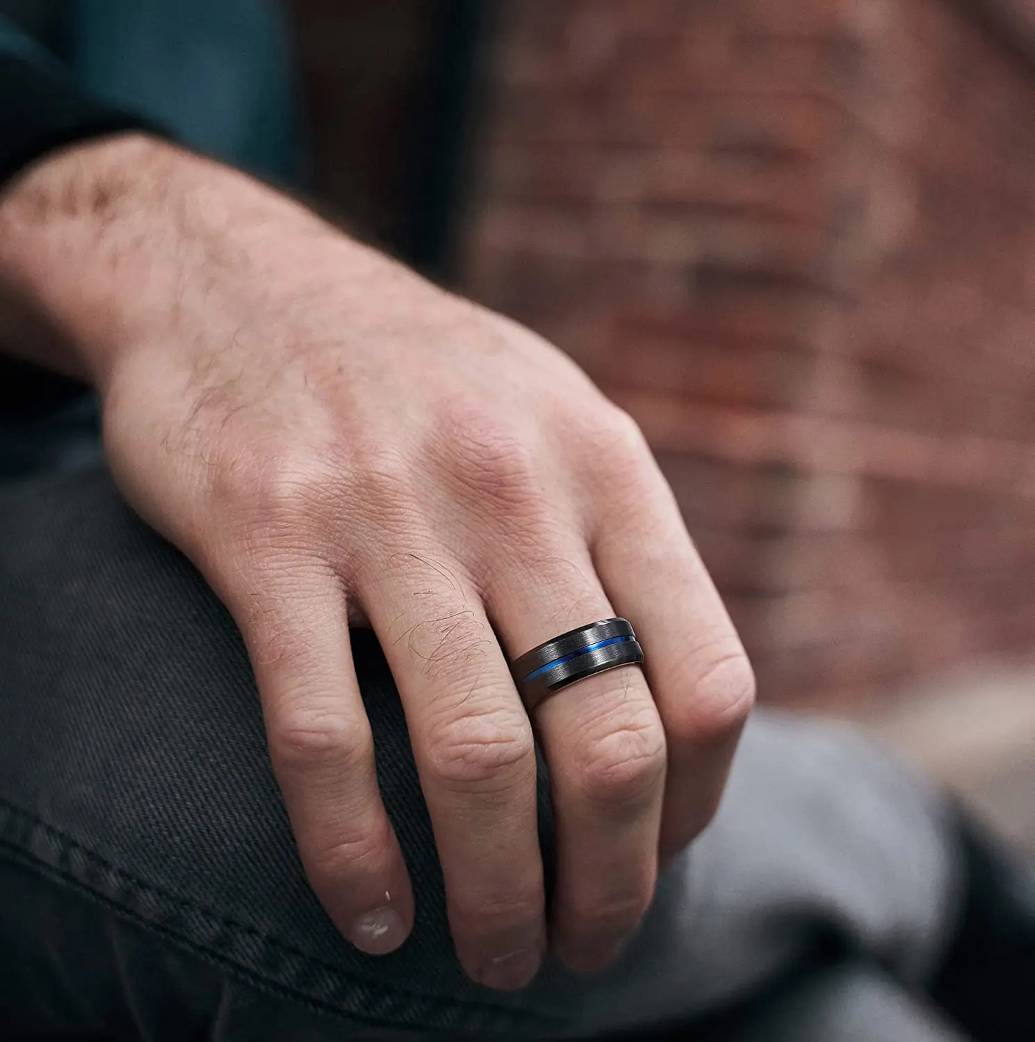 Mode Für Männer 8mm Gold Farbe Nut Abgeschrägte Kante Wolfram Hochzeit Carbon Faser Ring Punk Zahnrad Edelstahl ring Für Männer – Detail 16