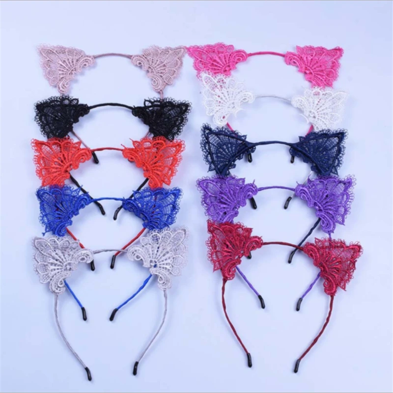 Novo laço gato orelhas headband, festa de Natal foto desempenho headwear, cosplay headband