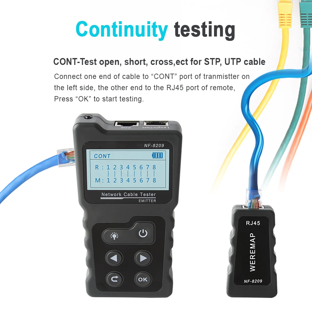 NOYAFA NF-8209 Cable Tracker Lan Display Measure Tester Network Tools LCD Display Measure Length Wiremap Tester