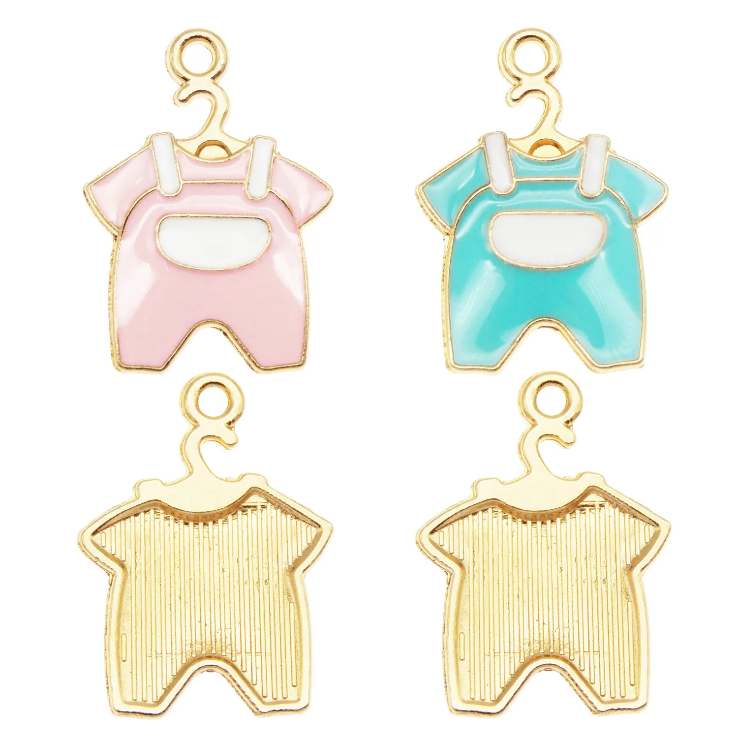 10pcs Cute Enamel Charms Baby Shower Children\'s Wear Bracelet Necklace Pendant Pink Blue Women Decor DIY Jewelry Accessory