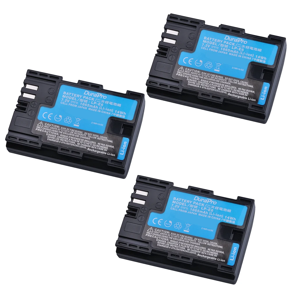 DuraPro LP-E6 LP-E6N LP E6 Camera Battery Made With Japan Cells For Canon EOS 5D Mark II III 5DS R 6D 7D 70D 80D 90D XC10 R6 R7