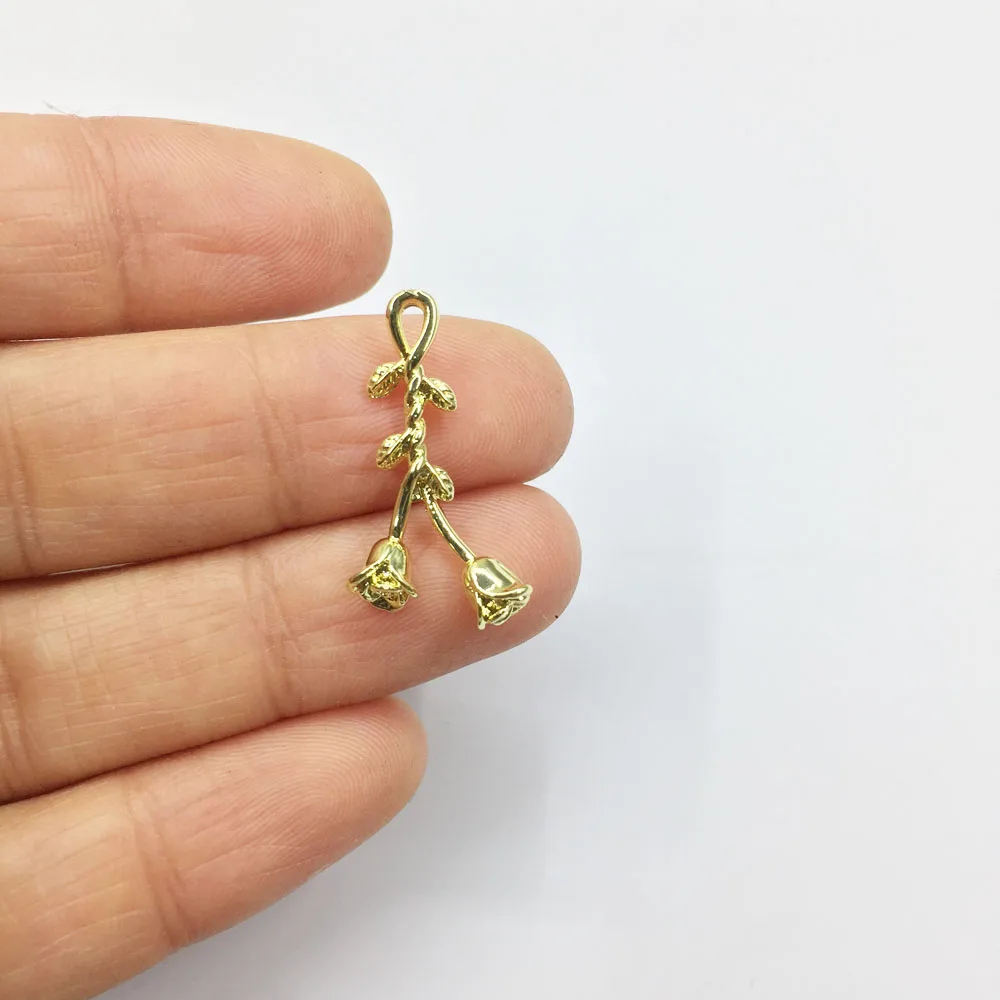 Eruifa 20pcs 12*24mm Pretty Rose Flower Charms Wholesales necklace,earring bracelet jewelry DIY handmade 2 colors