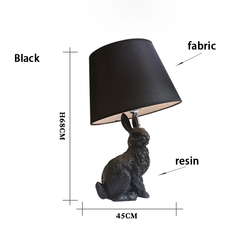 Modern Rabbit Table Lamp Creative Resin Animal Desk Lamp Children's Room Living Room Beside Lamp Cartoon Luminaria Table Lamps