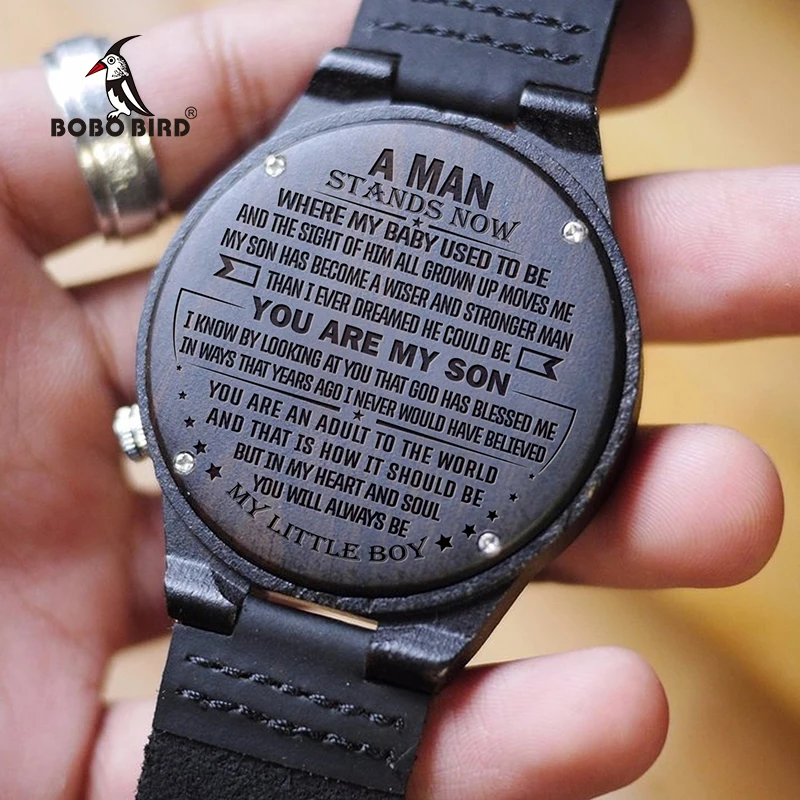 BOBO BIRD Wood Engraving Men Watch Family Personalized Watches Christmas birthday anniversary Present Gift for Men Drop Shipping