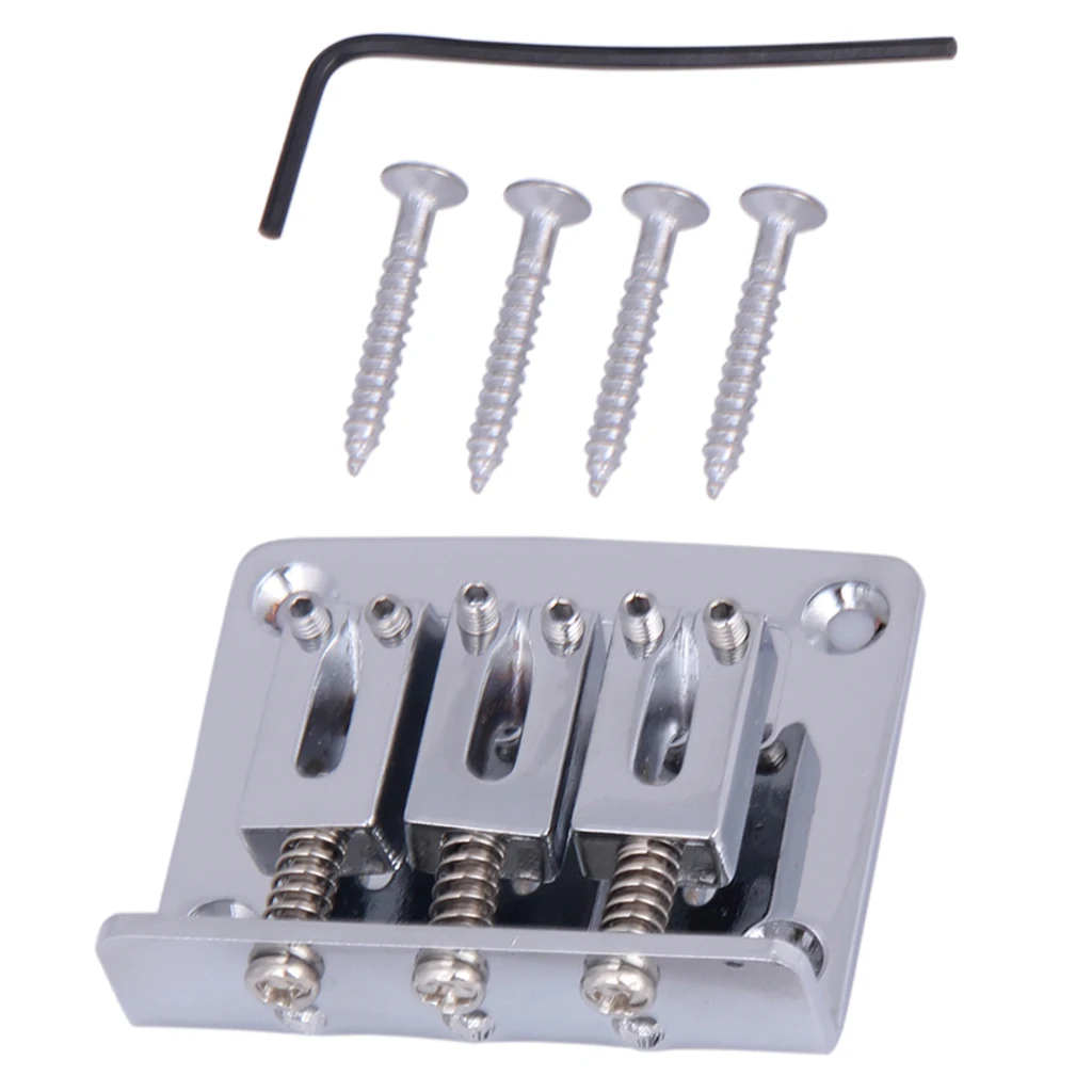 Tooyful 3 String Electric Guitar Bridge Saddles Assembly with 1 Wrench 4 Screws Kit Tool Guitar Parts Musicians Gift