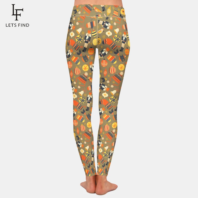 LETSFIND – Leggings de Fitness taille haute pour femme, élastique, à la mode, chapeau de noël, imprimé bonbons