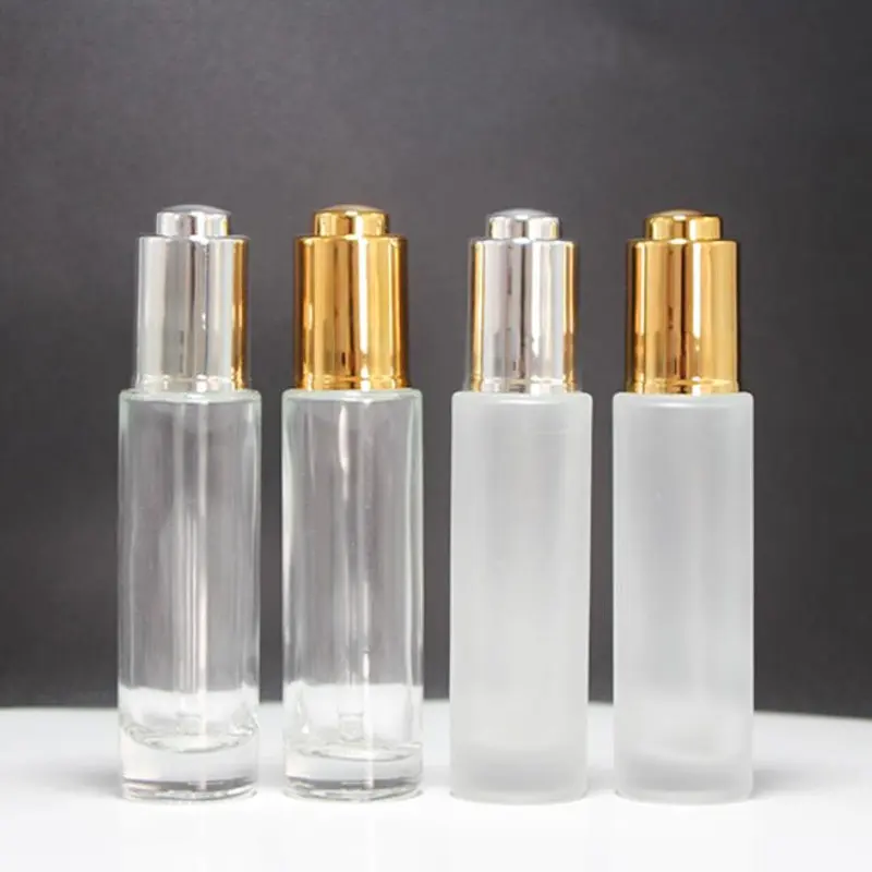 

100pcs 30ml Empty Clear/Frosted Glass Essential Oil Perfume Bottle with Press Pump Dropper Bottle