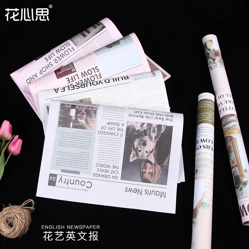

10pcs/lot New Retro English Newspaper Flower Wrapping Paper Gift Flower Bouquet Baskets Wrapping Arts And Crafts Supplies