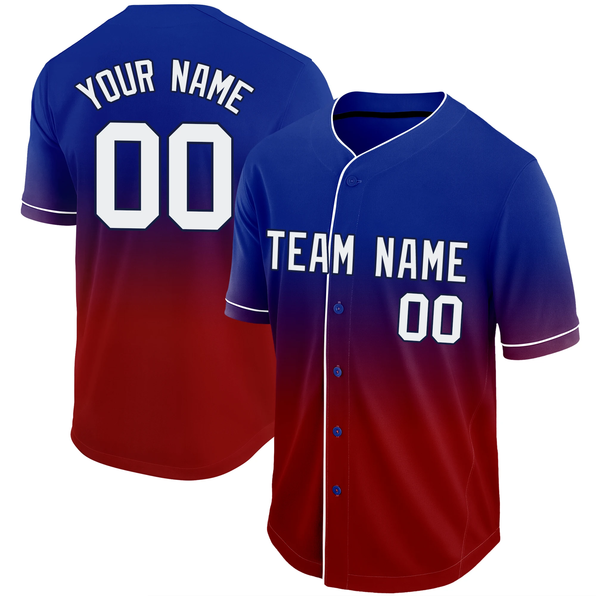 Custom Baseball Jerseys Shirt Printed Name and Number Gradient Color Softball Training Wear Breathable Button Men/Lady/Youth