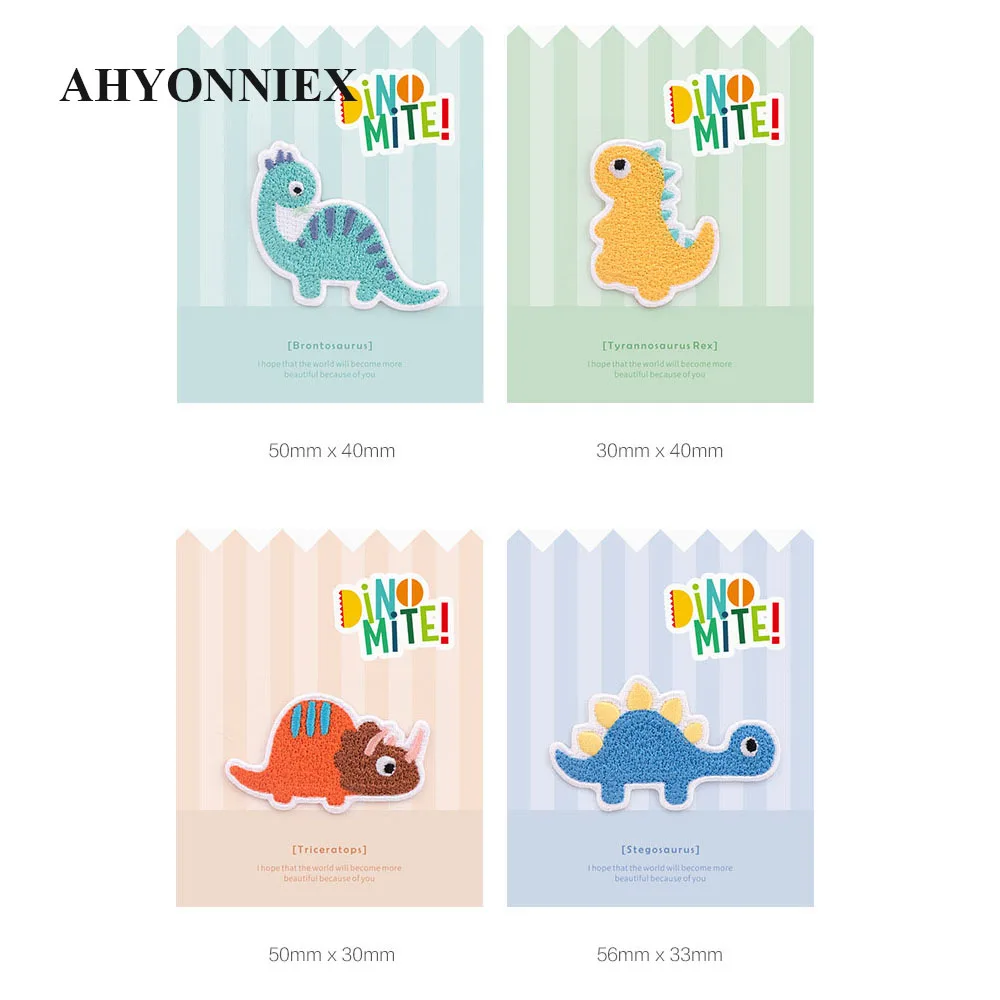 AHYONNIEX Cute Small Dinosaur Park Cute Boys\'s Clothes Sticker DIY Patches For Clothing Iron on Patch with Glue on The Back