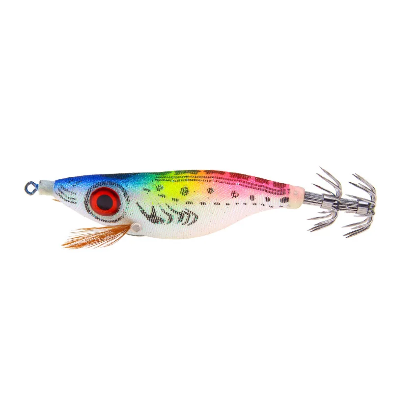 1Pcs Luminous Lures 9.2g 10cm Wooden Shrimp Fishing Lure Squid Jig Big Eyes Octopus Cuttlefish Artificial Hard Shrimp Bait