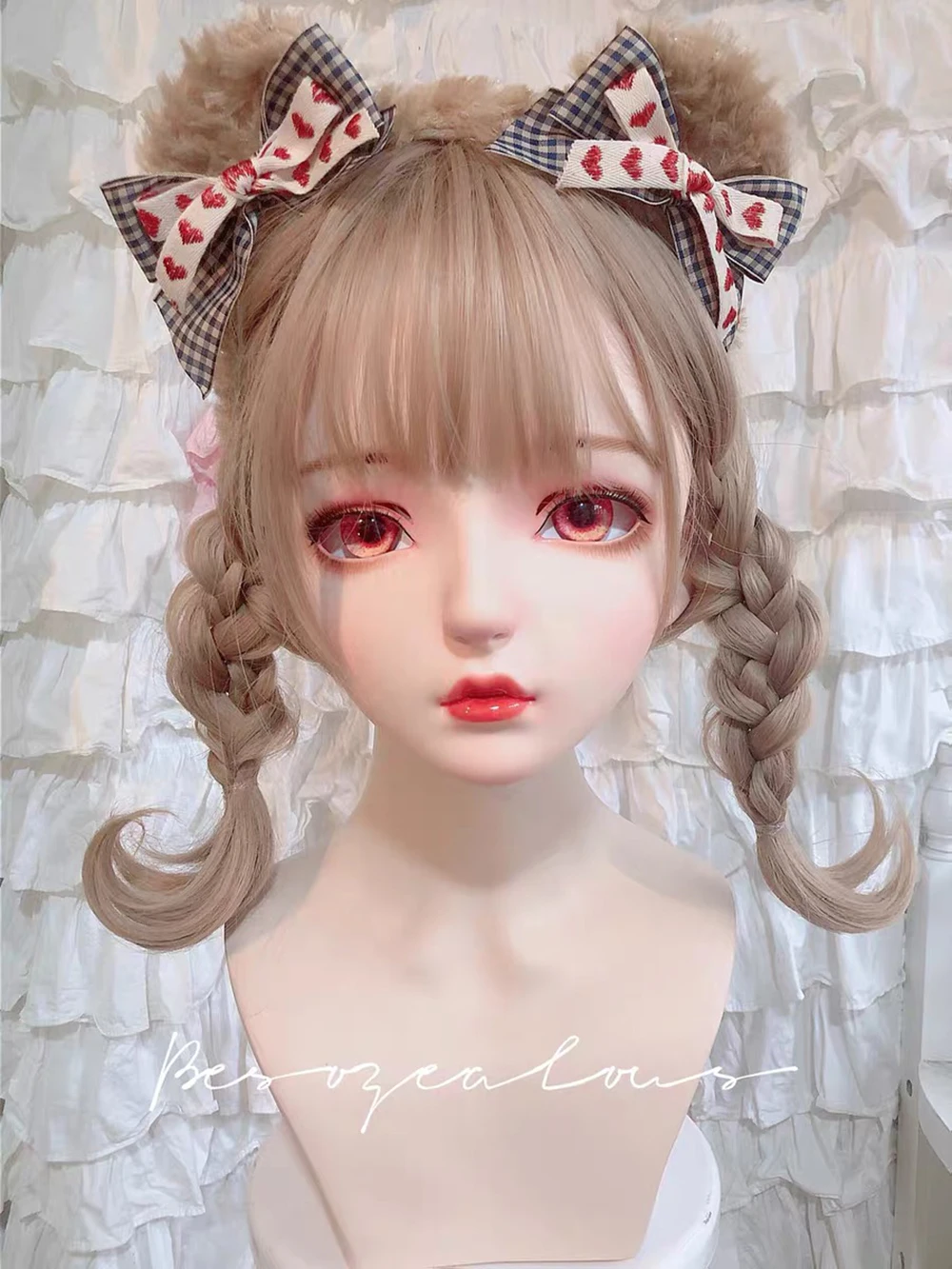 

(WhiteDoll)High Quality Handmade Female/Girl Resin Half Head Human StyleCosplay Japanese Animego BJD Kigurumi Doll Mask