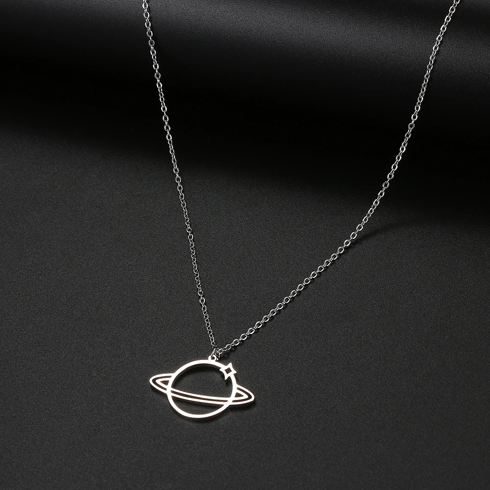 Stainless Steel Necklaces Gothic Planetary Universe Pendant Collar Chain Fashion Necklace For Women Men Jewelry Friend Best Gift