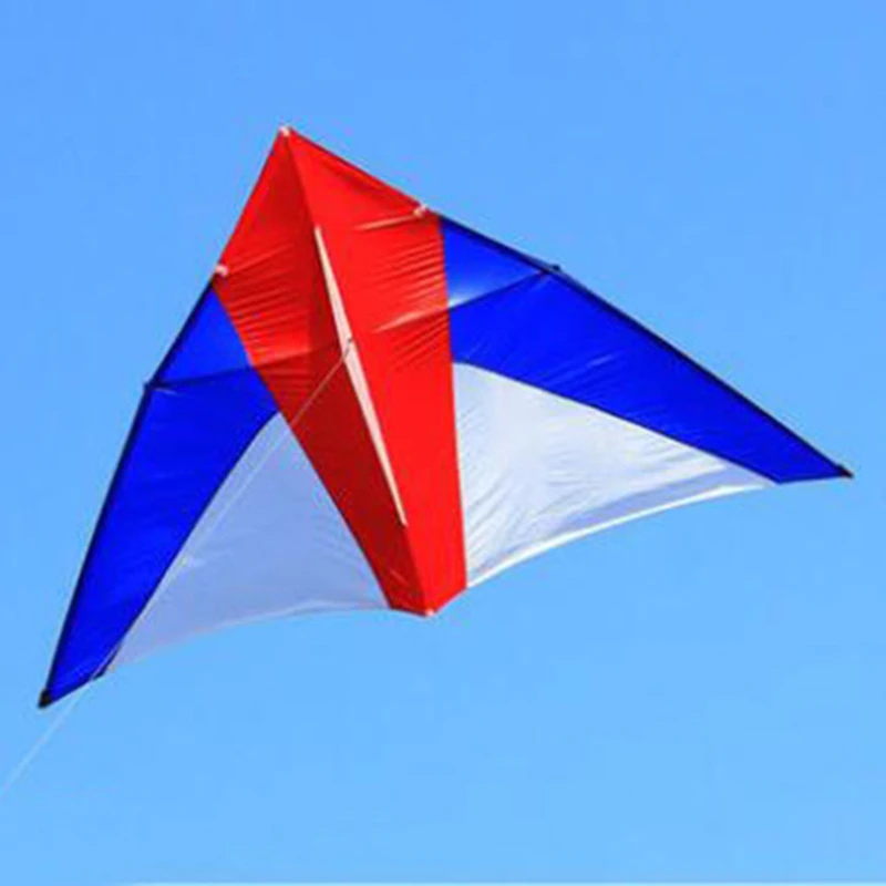 Cometa Delta grande para diversión al aire libre con mango de 100m, línea de nailon Ripstops, cometa triangular grande, brisa, viento, puede volar, deporte al aire libre para adultos
