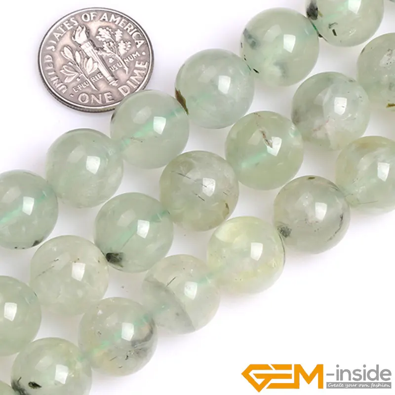 Natural Stone Green Prehnites Round Bead For Jewelry Making Strand 15 inch DIY Bracelet Necklace Loose Beads For Women Gifts