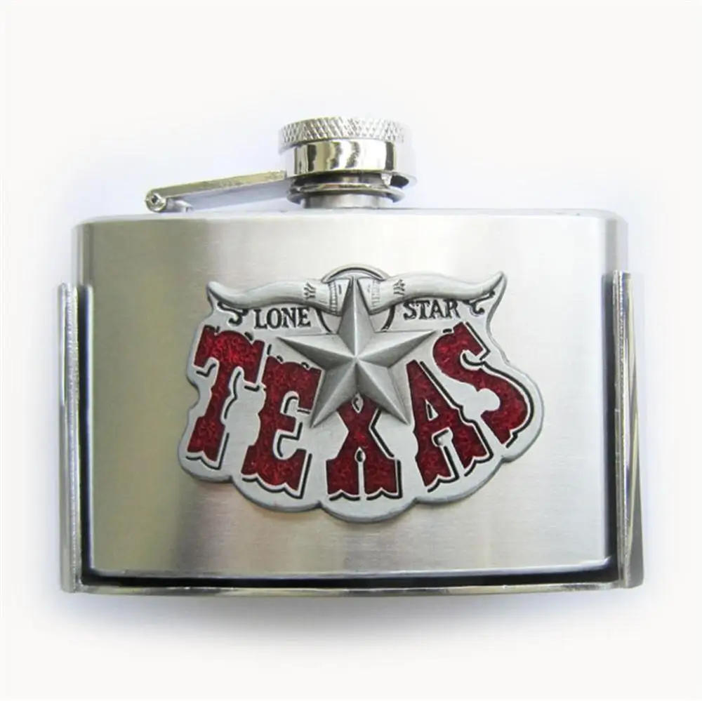 Heldere Zilveren Emaille Lange Hoorn Ster 3 Oz Rvs Kolf Riem Buckle