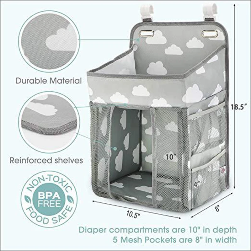 Baby Bed Hanging Bag Organizer For Newborn Kids Crib Diaper Storage Bag Portable Baby Care Organizer Infant Bedding Nursing Bags