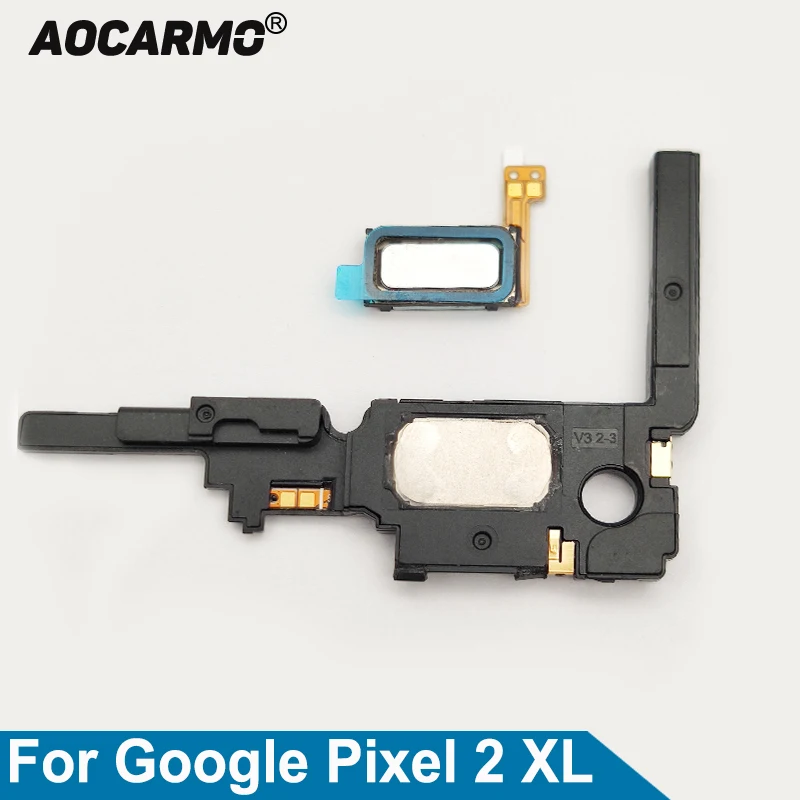 Aocarmo Top Ear Speaker Earpiece And Bottom Loud Speaker Buzzer Ringer Flex Cable For Google Pixel 2 XL Replacement Part