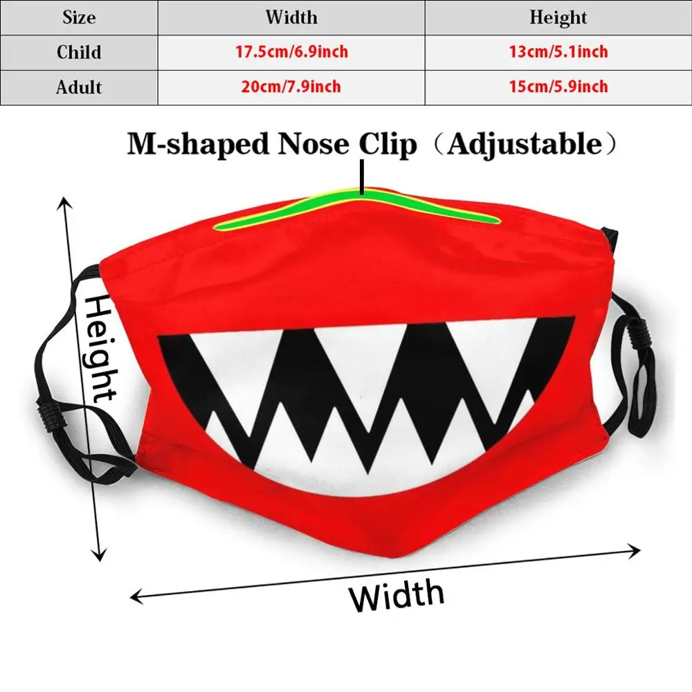 Monster Mouth ( Red ) Print Washable Filter Anti Dust Mouth Mask Smile Just Smile Mouth Laugh Fun Funny Monster Monster Teeth