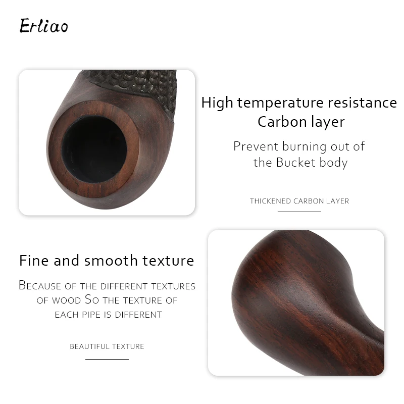 Good Quality Ebony Wood Pipes Portable Creative Smoking Pipe Tobacco Narguile Grinder Smoke Cigarette Holder Mouthpiece